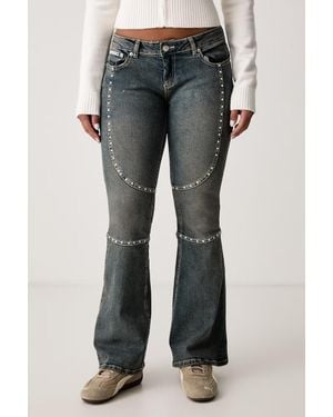 Juicy Couture Flare Da Donna Stud Juicy Moto Flare Jean - Grigio