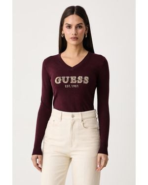 Guess Maglione Da Donna Con Viscosa Hannah - Rosso