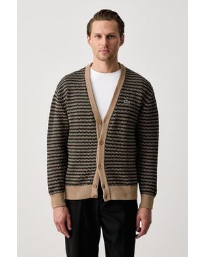 Lacoste Cardigan Elegante Da Uomo Con Cotone - Nero
