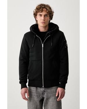Moose Knuckles Felpa Con Cerniera E Cappuccio Con Cotone - Nero