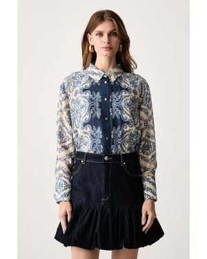 Morgan Camicia Da Donna Con Lyocell - Blu