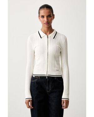 Guess Cardigan Da Donna Con Viscosa - Bianco