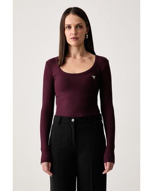 Guess A Maniche Lunghe Da Donna Con Cotone - Nero