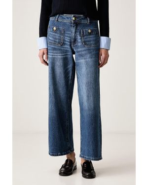 Morgan Jeans Wide Leg Da Donna - Blu