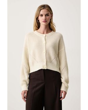 BOSS Cardigan Elegante Da Donna Con Lana C_Fernard_1 - Neutro