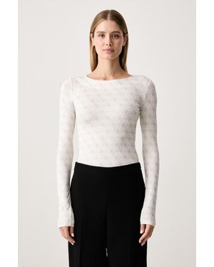 Guess A Maniche Lunghe Da Donna Con Viscosa Teodora - Bianco