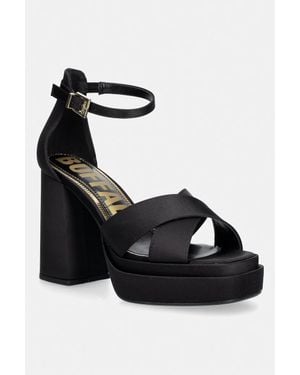 Buffalo Sandali Su Tacco Basso May Cross - Nero