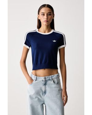 adidas Originals T-Shirt Da Donna Con Viscosa Knitted - Blu