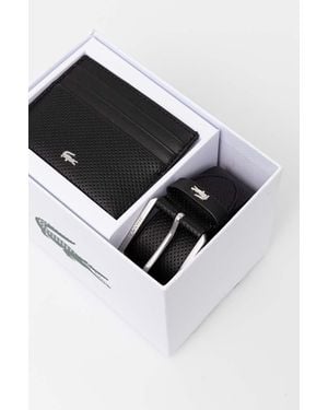 Lacoste Set Di Custodia Per Carte E Cinturino Da Uomo - Nero