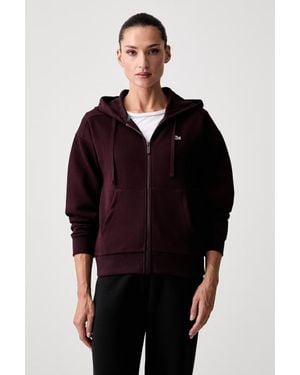Lacoste Felpa Con Cerniera E Cappuccio Da Donna Con Cotone - Nero