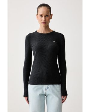 Lacoste Maglietta A Maniche Lunghe Da Donna - Nero