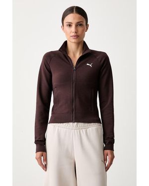 PUMA Felpa Con Cerniera Da Donna Essentials Slim - Marrone