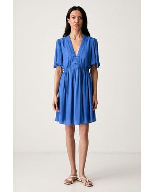 Morgan Vestito Svasato Con Viscosa - Blu