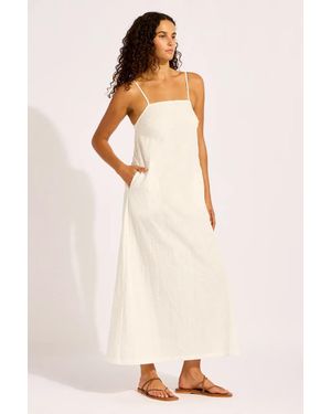 Seafolly Vestito Da Spiaggia Da Donna Gathered Strap - Neutro