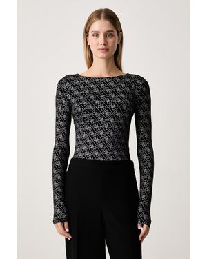 Guess A Maniche Lunghe Da Donna Con Viscosa Teodora - Nero