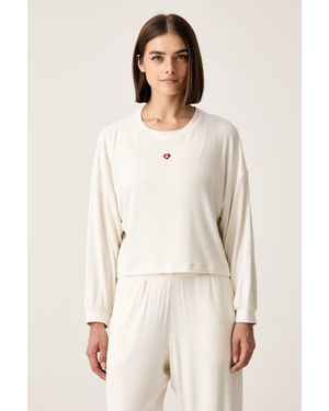 HUGO Felpa Loungewear Da Donna Con Modal Heart Top - Neutro