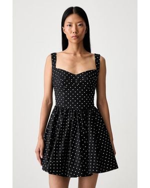 Bardot Vestito Svasato Con Cotone Coletta - Nero