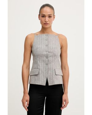 Sisley Gilet Monopetto Da Donna Con Lino - Bianco