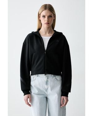 adidas Felpa Con Cerniera E Cappuccio Da Donna Con Cotone Z.N.E - Nero