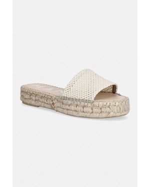 Manebí Ciabatte Slide Da Donna Cream Net Espadrilles Sandals - Neutro
