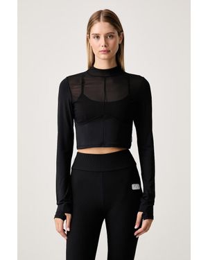 EA7 Maglietta A Maniche Lunghe Sportiva Da Donna - Nero