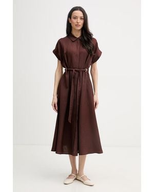 Joseph Ribkoff Vestito D'Estate Con Lino - Marrone