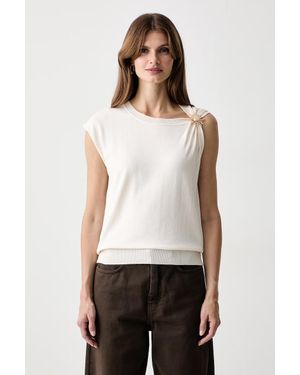 Morgan Gilet Da Donna Con Viscosa - Bianco