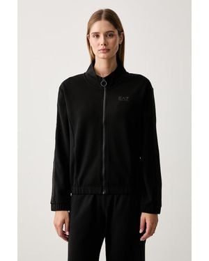 EA7 Felpa Con Cerniera E Cappuccio Da Donna - Nero