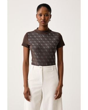 Guess T-Shirt Da Donna Con Cotone - Marrone