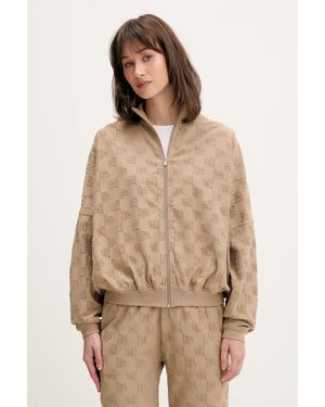 HUGO Felpa Loungewear Da Donna Con Cotone Terrymonogram_Jacket - Neutro