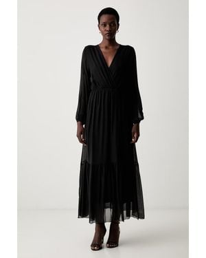 ViCOLO Vestito Svasato Con Seta - Nero