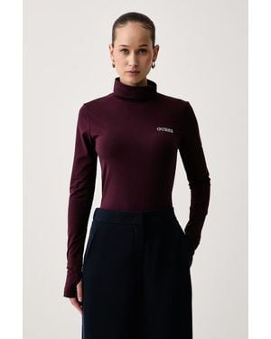 Guess A Maniche Lunghe Da Donna Con Cotone Greta - Rosso