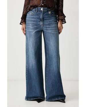 Morgan Jeans Wide Leg Da Donna - Blu
