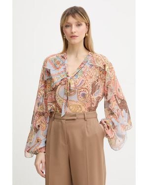 Guess Camicetta Con Volant Da Donna Paisley - Marrone