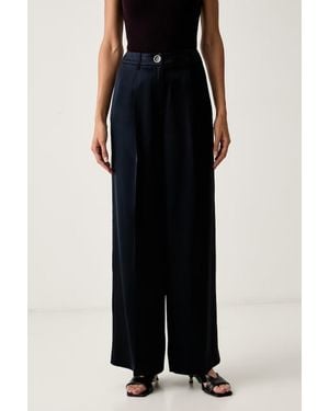 Guess Pantaloni Da Abito Da Donna Con Acetato Flora - Nero