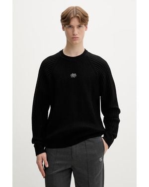 Filling Pieces Maglione Da Uomo Con Lana Knit Sweater Raglan - Nero