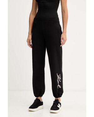 KARL LAGERFELD Pantaloni Tuta Di Cotone - Nero