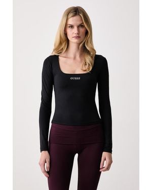Guess A Maniche Lunghe Da Donna Lotus - Nero