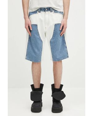 Aries Pantaloncini Di Jeans Patchwork Western Carpenter Shorts - Blu