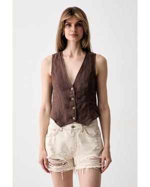 Haveone Gilet Monopetto Da Donna - Marrone