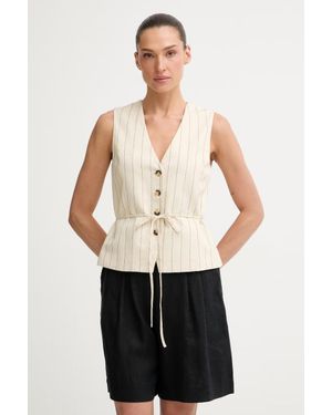 Rag & Bone Gilet Monopetto Da Donna Con Misto Lino Paulette - Bianco