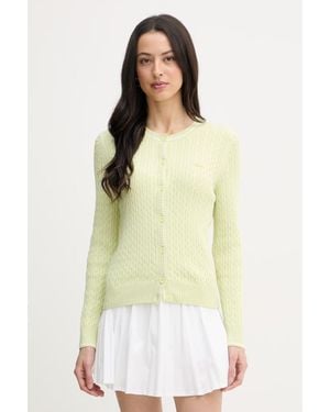 Lacoste Cardigan Da Donna Con Cotone - Giallo