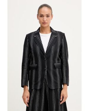 Benetton Giacca Monopetto Da Donna Con Lino - Nero