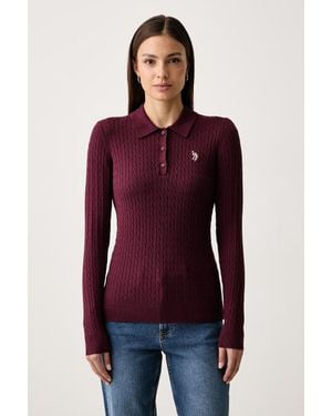 U.S. POLO ASSN. Maglione Loungewear Da Donna Con Viscosa Cable Knit - Viola
