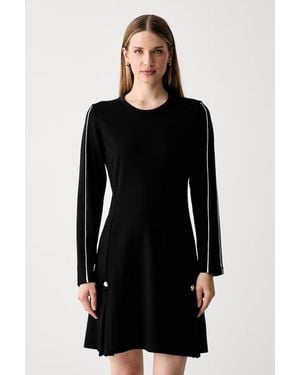 Liu Jo Vestito Svasato Con Viscosa - Nero