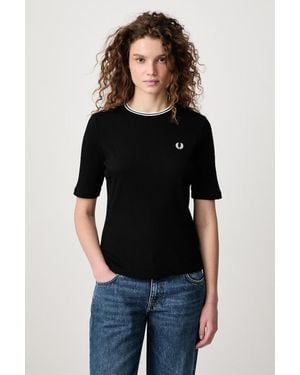 Fred Perry T-Shirt Da Donna Con Cotone - Nero