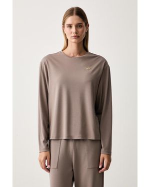 EA7 Maglietta A Maniche Lunghe Da Donna Con Viscosa - Neutro