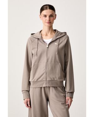 EA7 Felpa Con Cerniera E Cappuccio Da Donna Con Cotone - Neutro