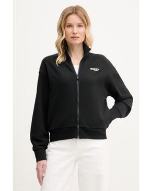Lacoste Felpa Con Cerniera Da Donna Con Cotone - Nero