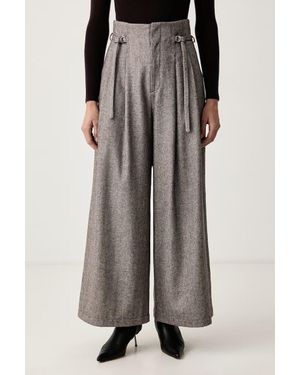 Isabelle Blanche Pantaloni Wide Leg Da Donna Con Lana - Nero